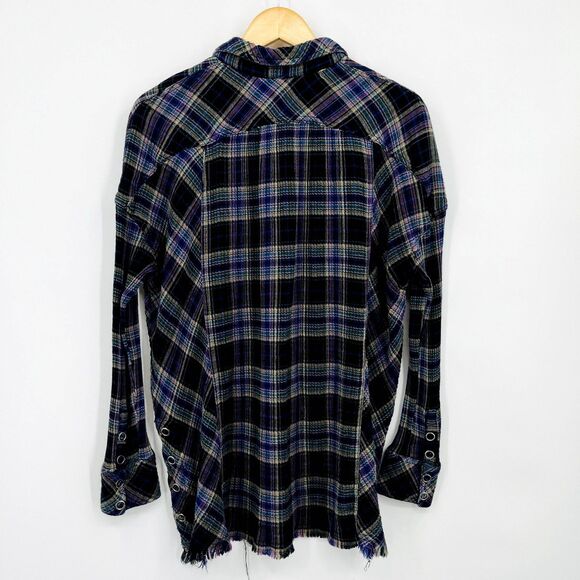 Free People Juniper Ridge Button Down Plaid Tunic Shirt, Size Small, Grunge - Picture 8 of 16